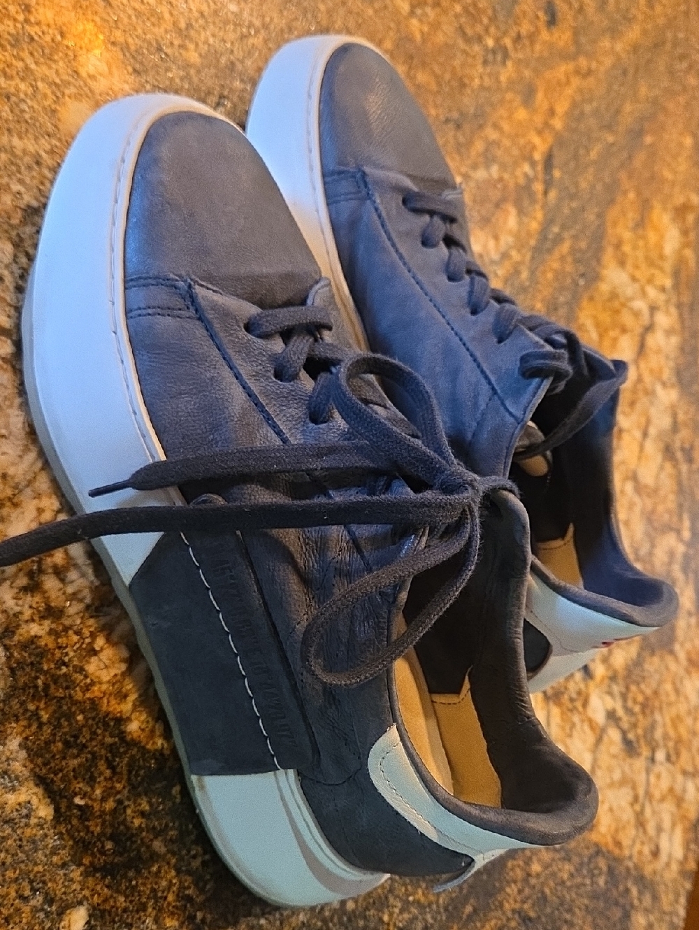 A.S.98 HANNIE Navy and White Leather Sneakers